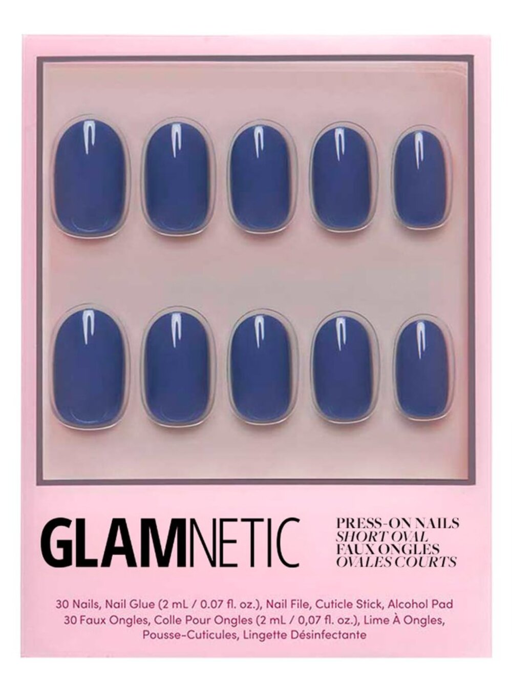 Glamnetic Press On Nails & Brush On Nail Glue Bundle - Regal Blue | Opaque Dark,